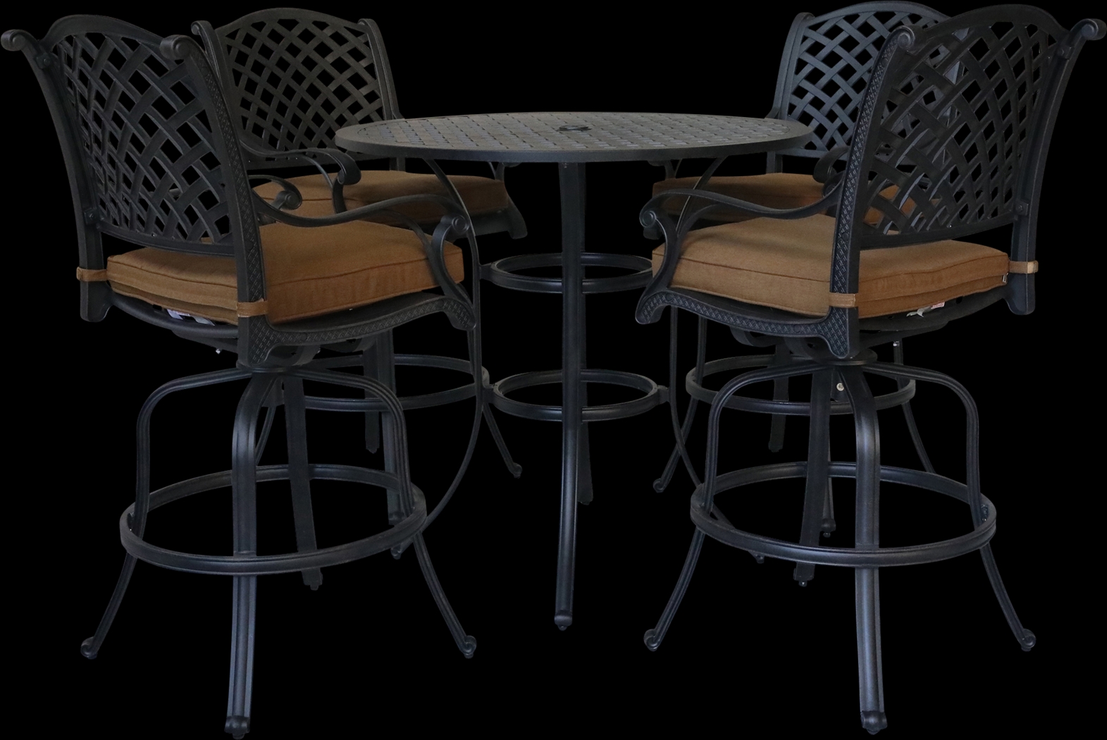 Eastport Manor Bronze 5 Pc Outdoor Round Bar Height Dining Set - Thumbnail - Image 1