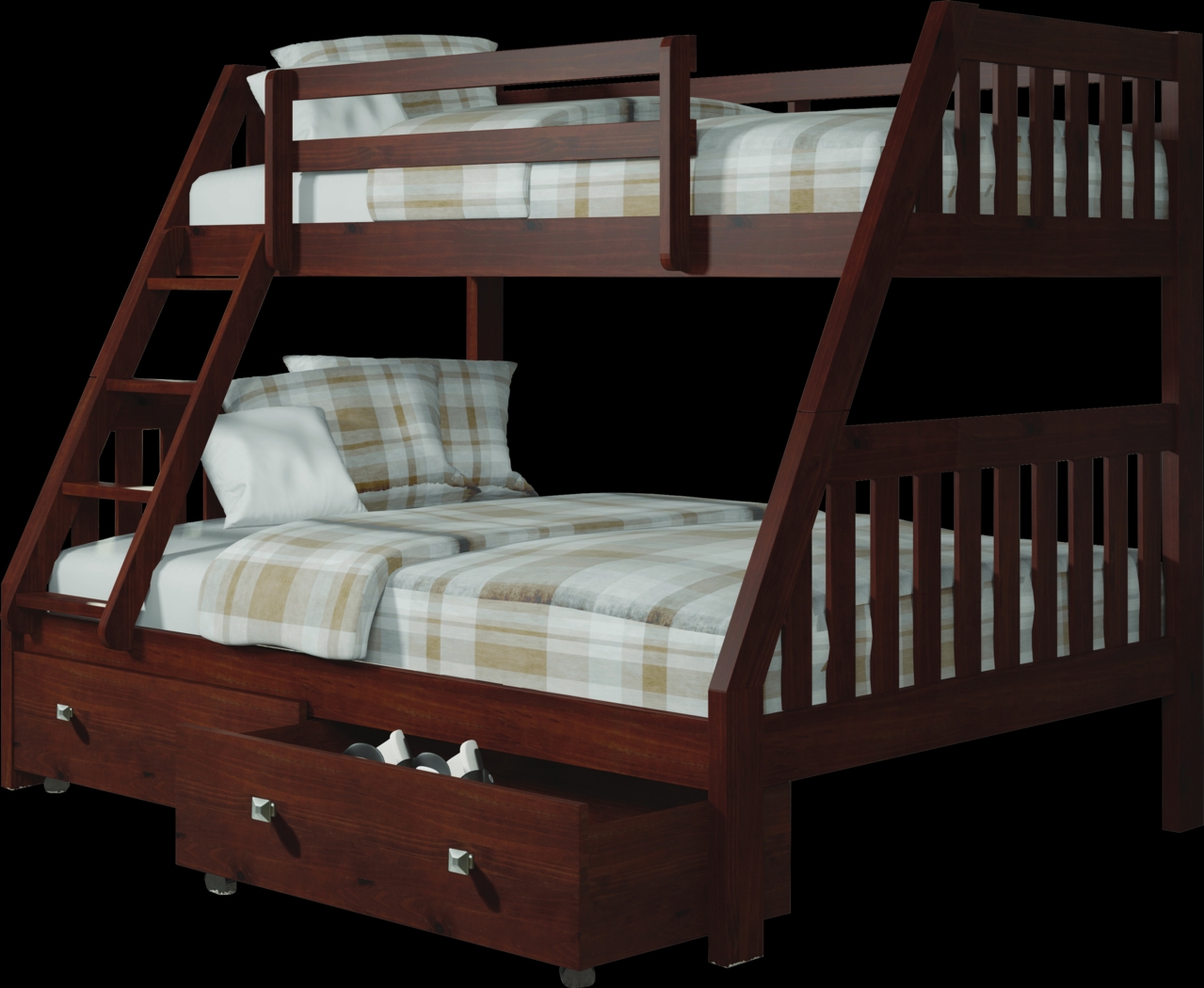 Eastton Brown Twin/Full Bunk Bed with Storage Drawers - Thumbnail - Image 1