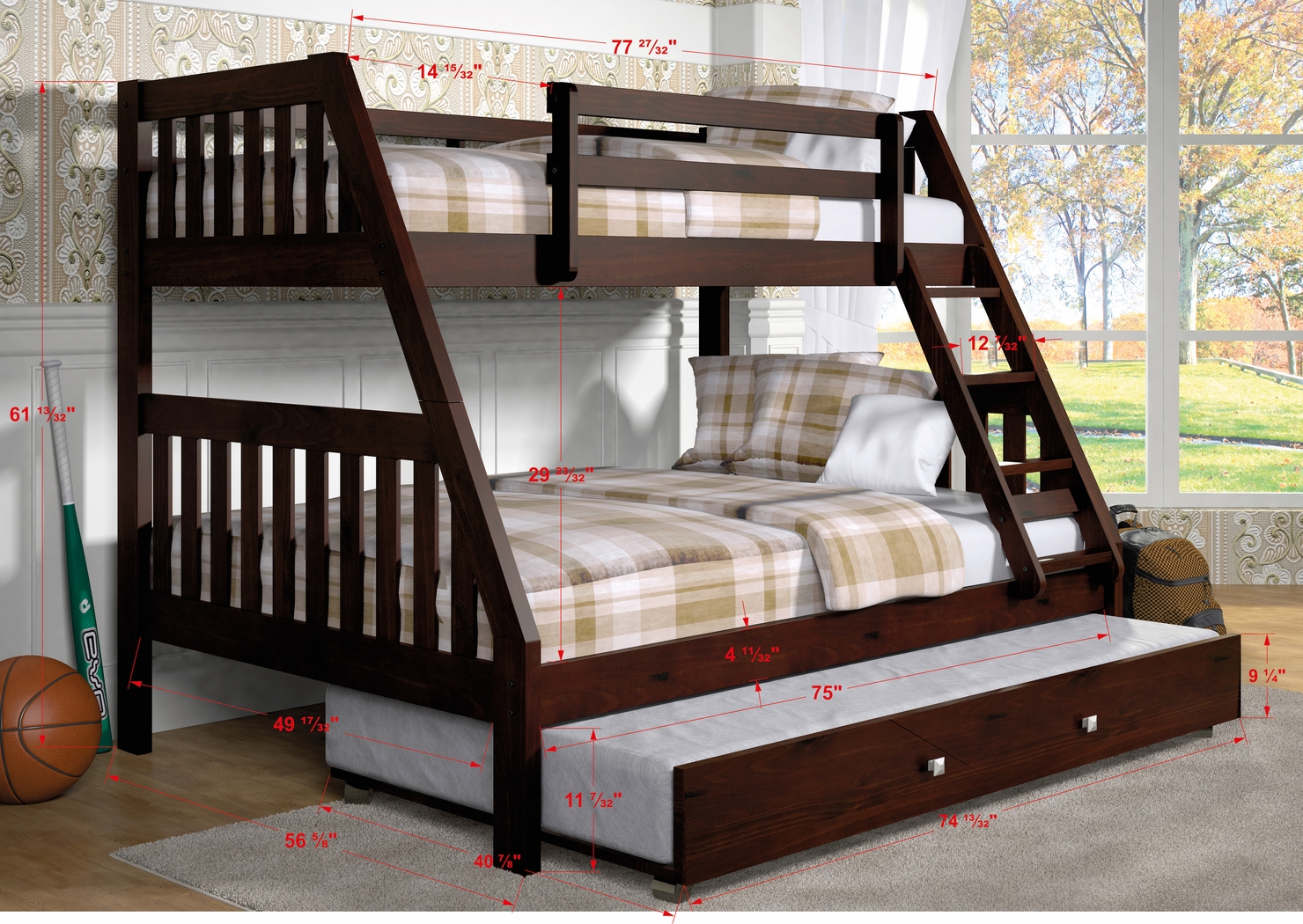 Eastton Brown Twin/Full Step Bunk Bed - Thumbnail - Image 3
