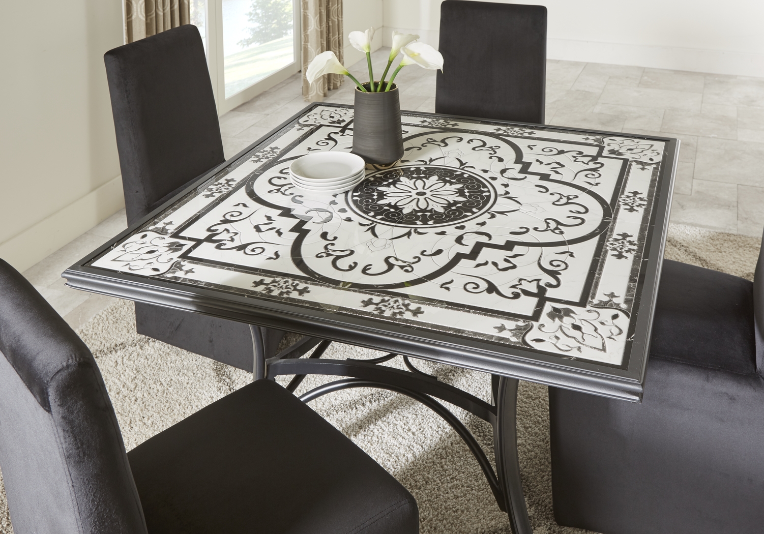Eastvale Black Outdoor Dining Table - Thumbnail - Image 2