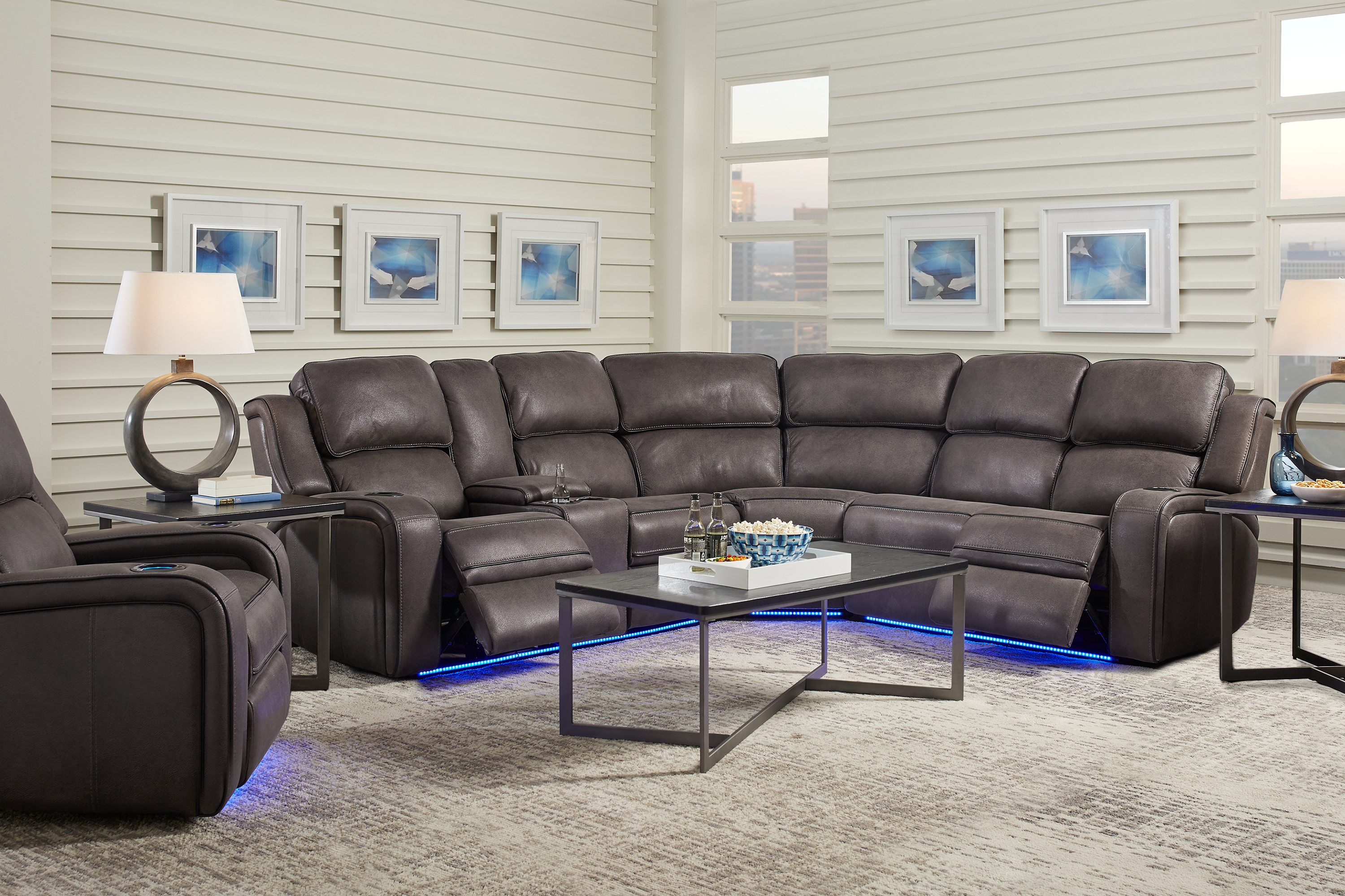 Eastview Charcoal 3 Pc Dual Power Reclining Sectional - Thumbnail - Image 2