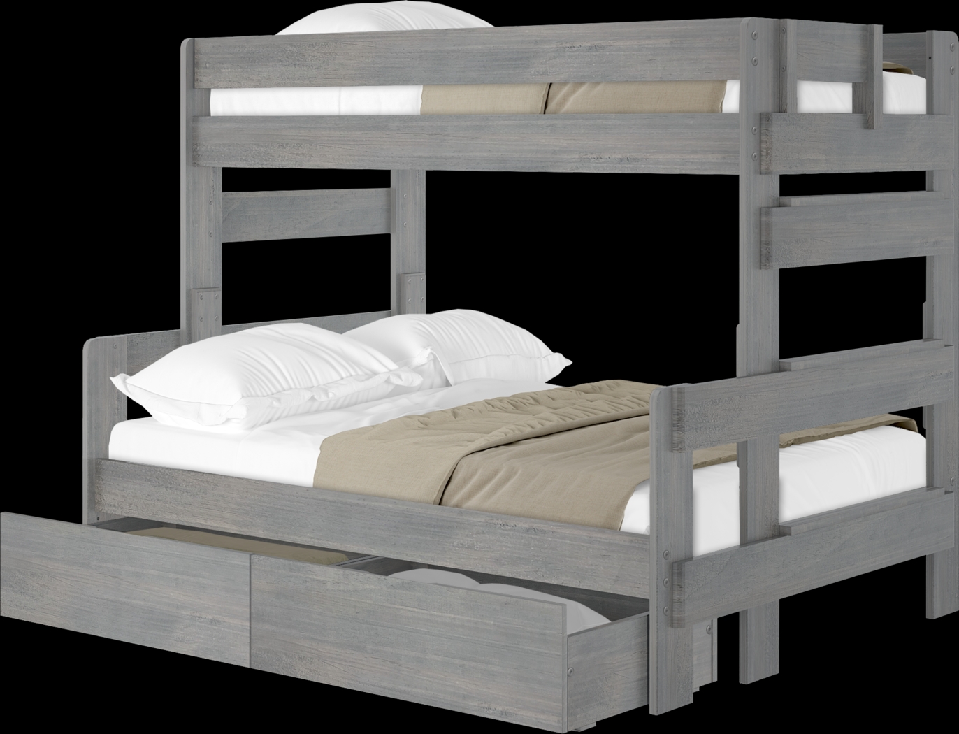 Kids Eastwick Gray Twin/Full Bunk Bed with Storage Drawers - Thumbnail - Image 2