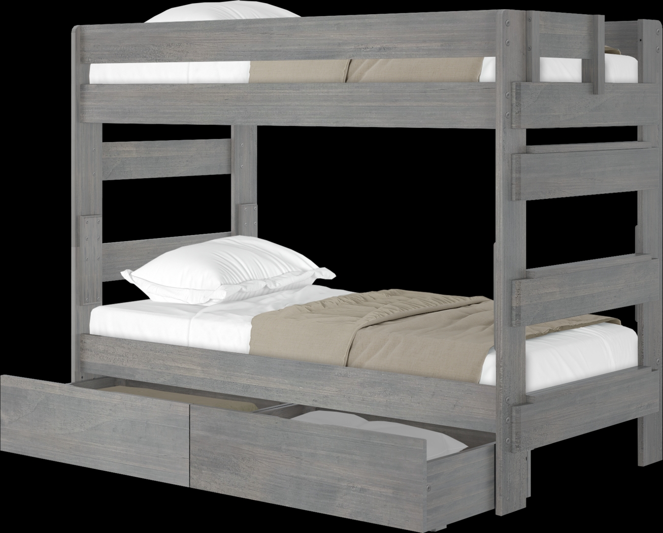 Kids Eastwick Gray Twin/Twin Bunk Bed with Storage Drawers - Thumbnail - Image 2