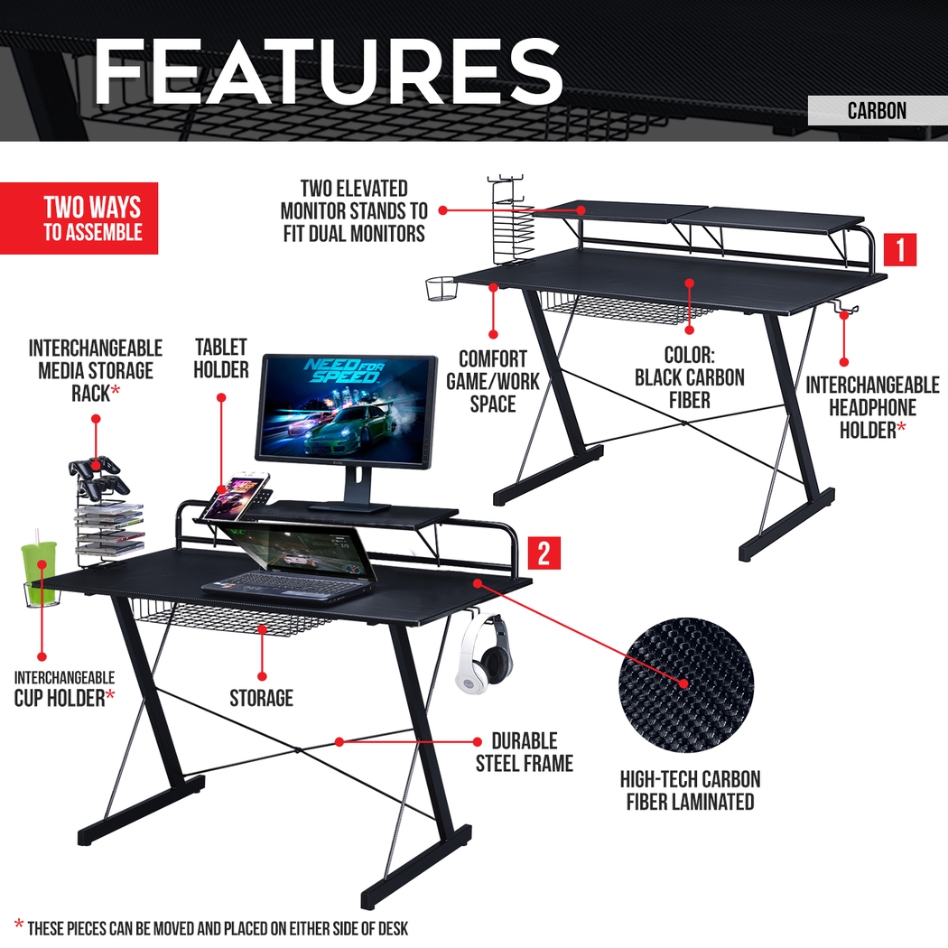 Eatoheim Black PC Gaming Desk - Thumbnail - Image 3