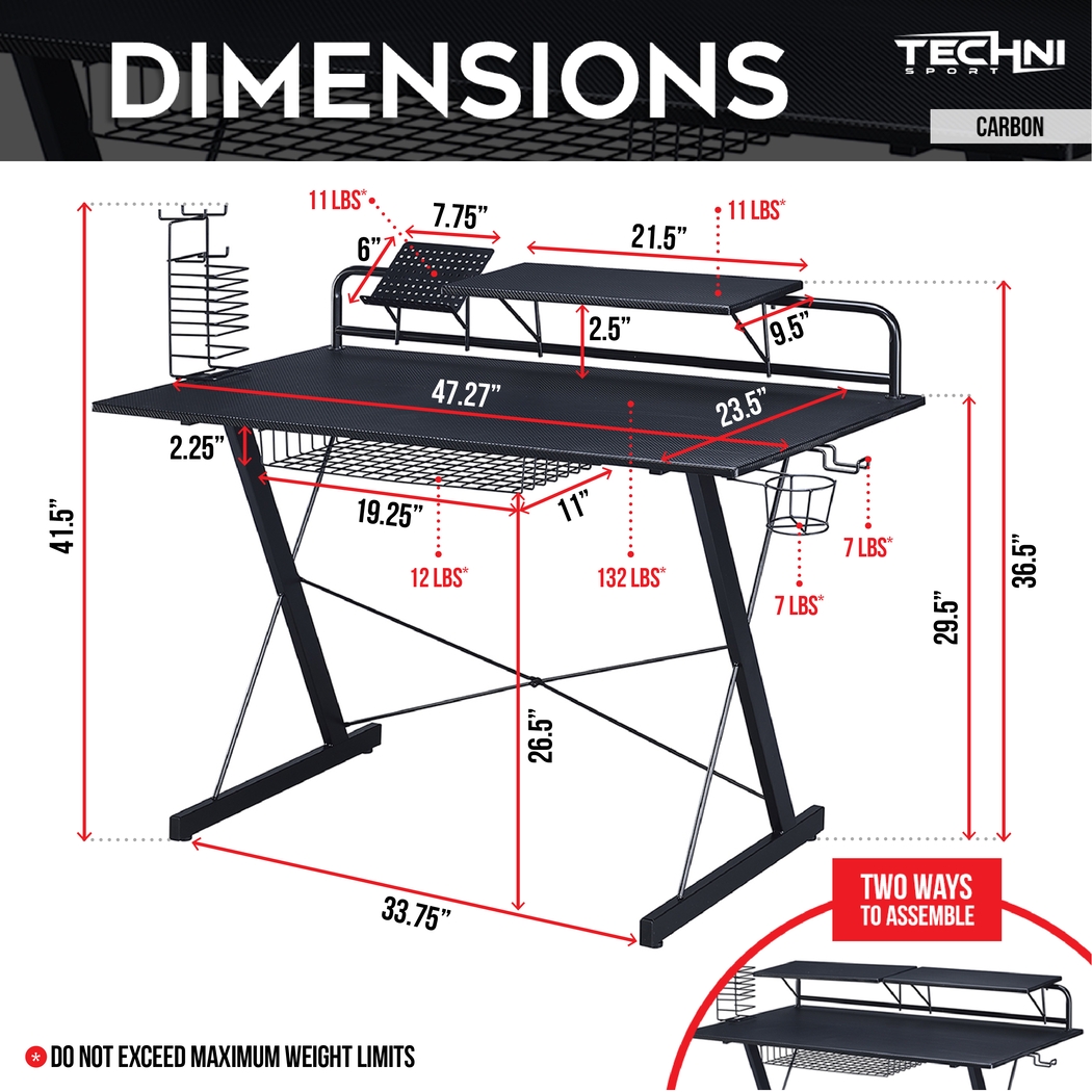 Eatoheim Black PC Gaming Desk - Thumbnail - Image 4