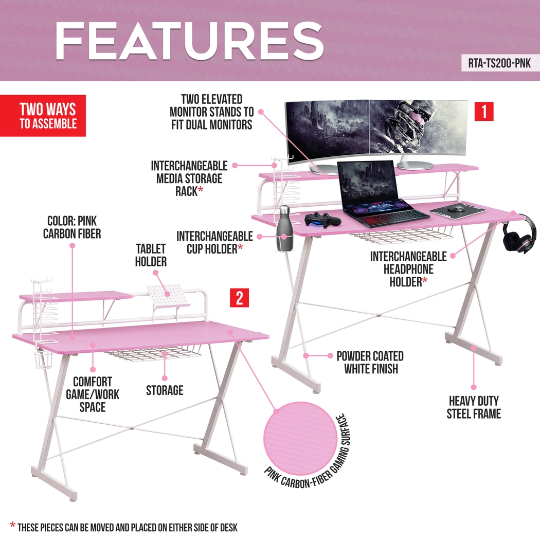 Eatoheim Pink PC Gaming Desk - Thumbnail - Image 3