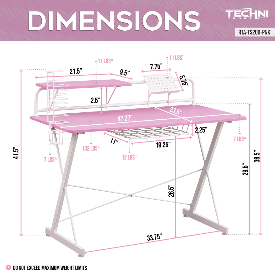 Eatoheim Pink PC Gaming Desk - Thumbnail - Image 4