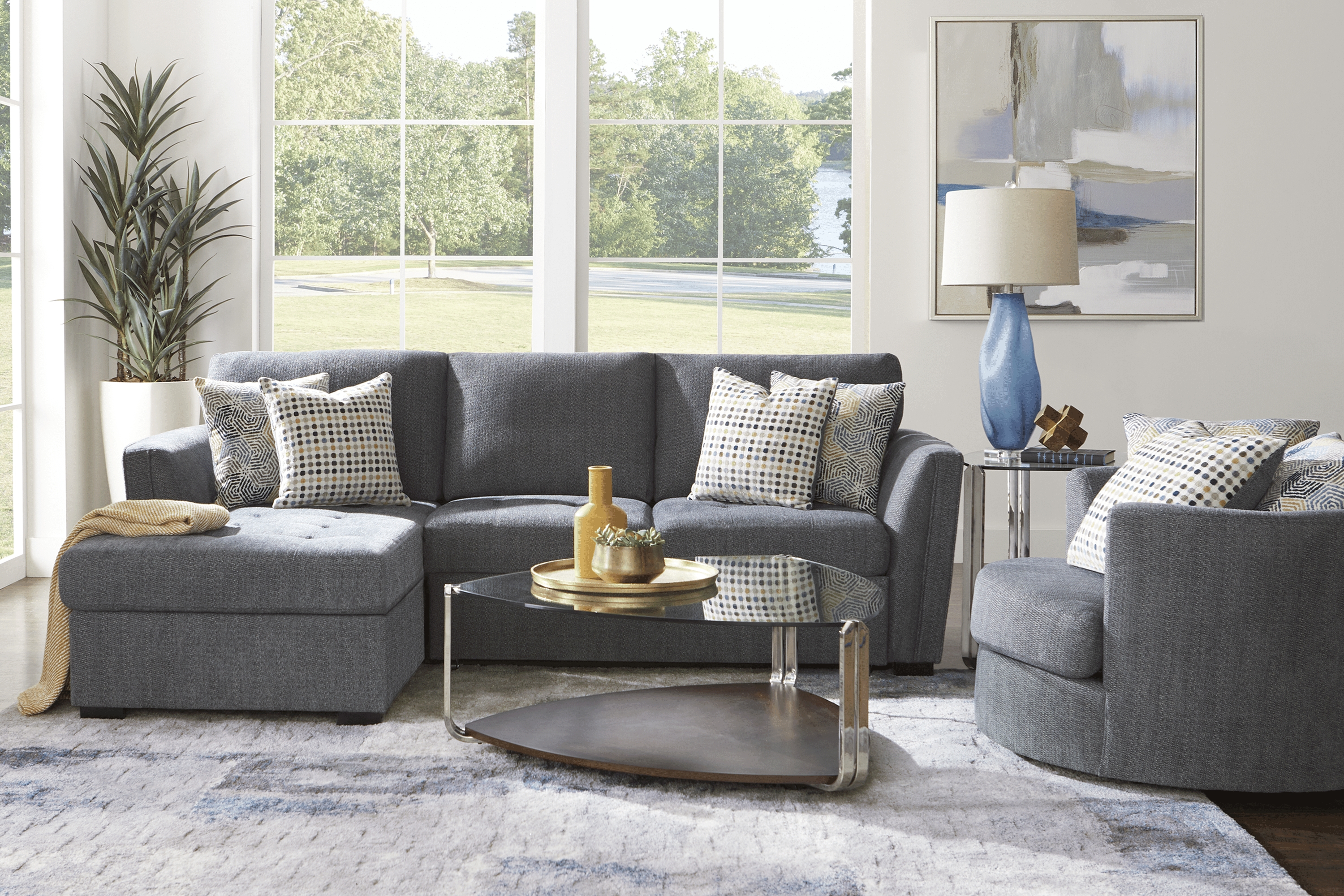 Eaton Heights Denim 2 Pc Sleeper Sectional - Thumbnail - Image 2