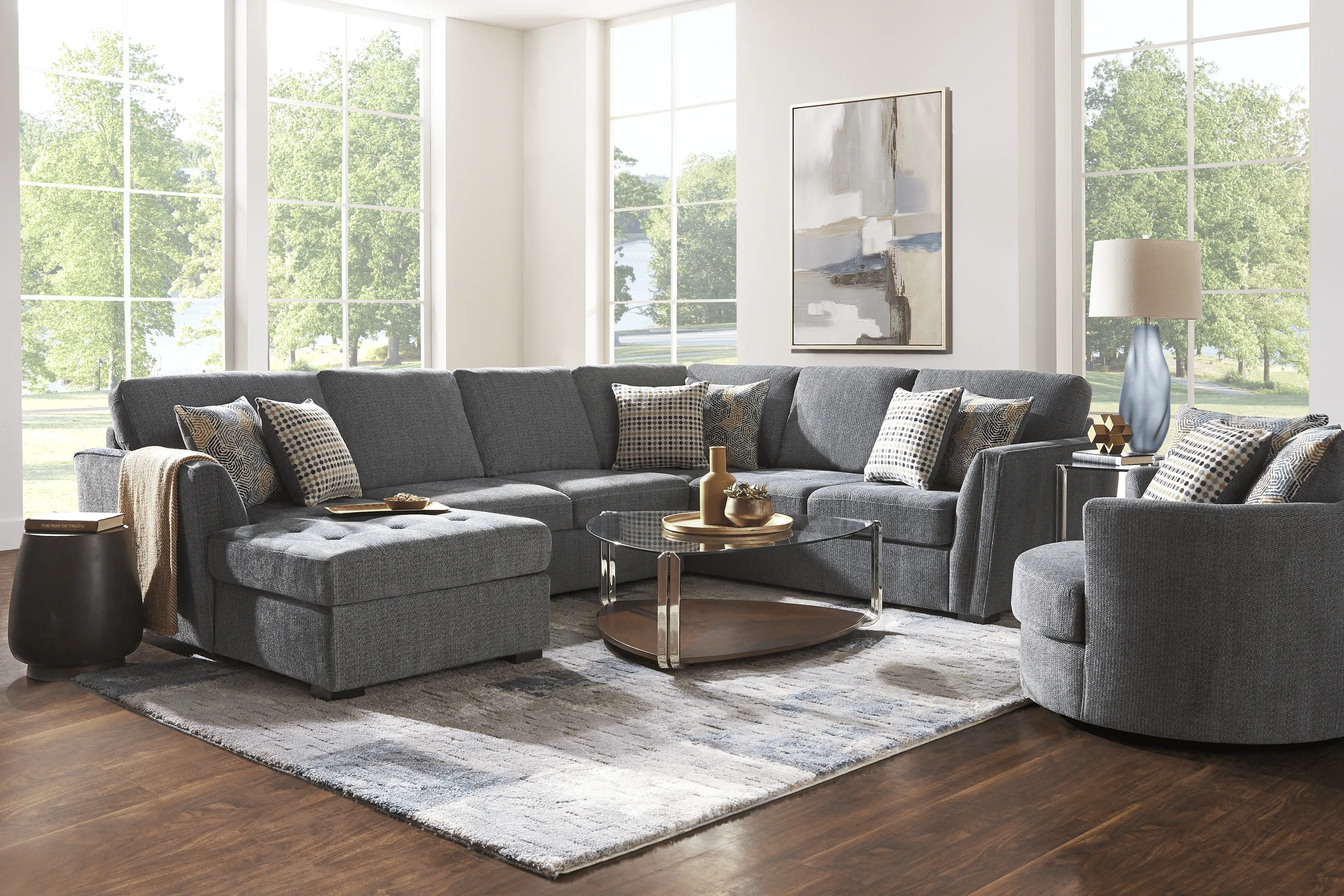 Eaton Heights Denim 3 Pc Sleeper Sectional - Thumbnail - Image 2
