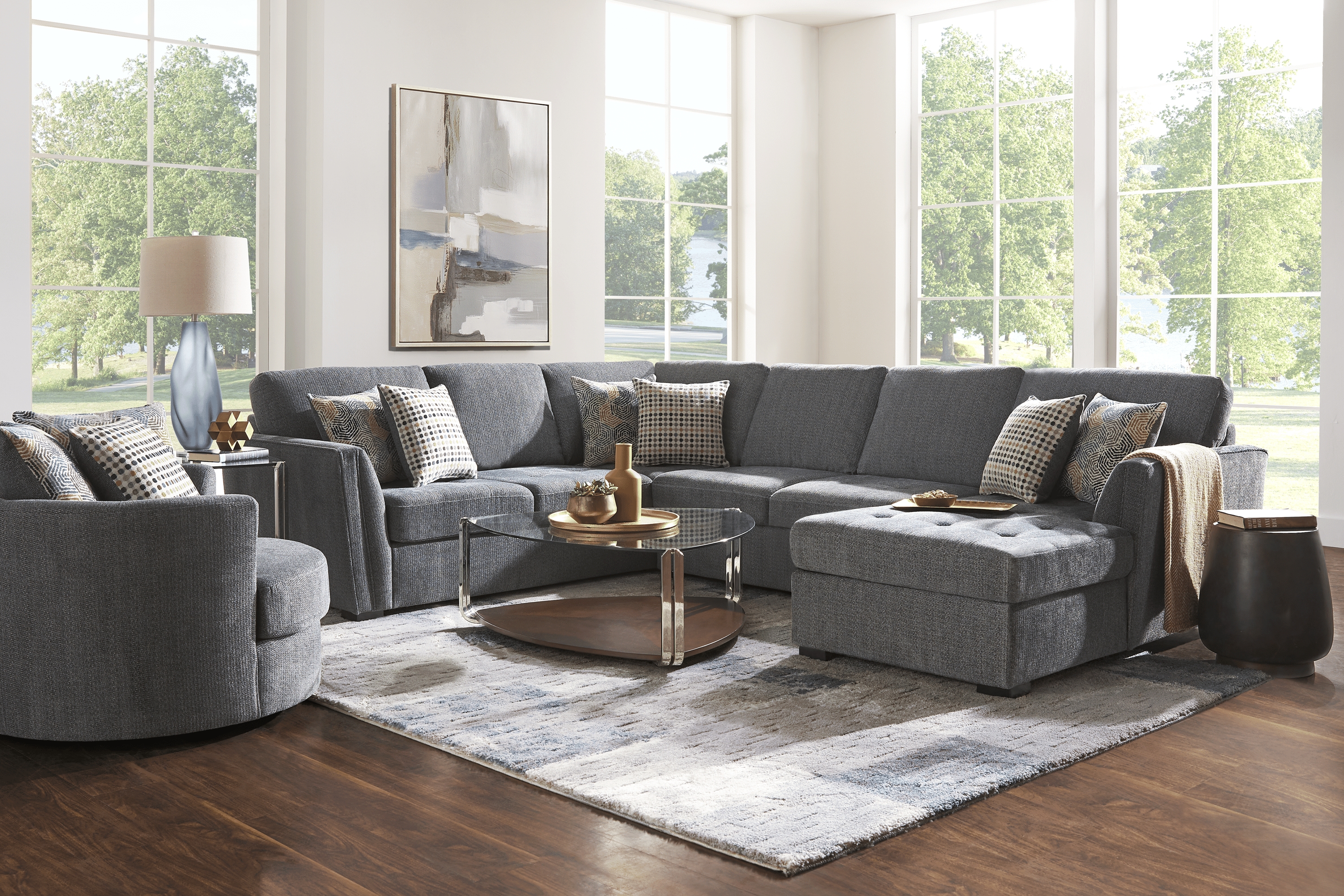 Eaton Heights Denim 3 Pc Sleeper Sectional - Thumbnail - Image 2