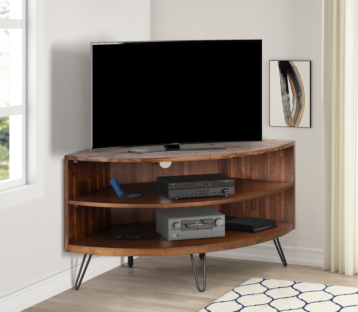 Eclanens Dark Brown 43 in. Corner TV Console - Thumbnail - Image 8
