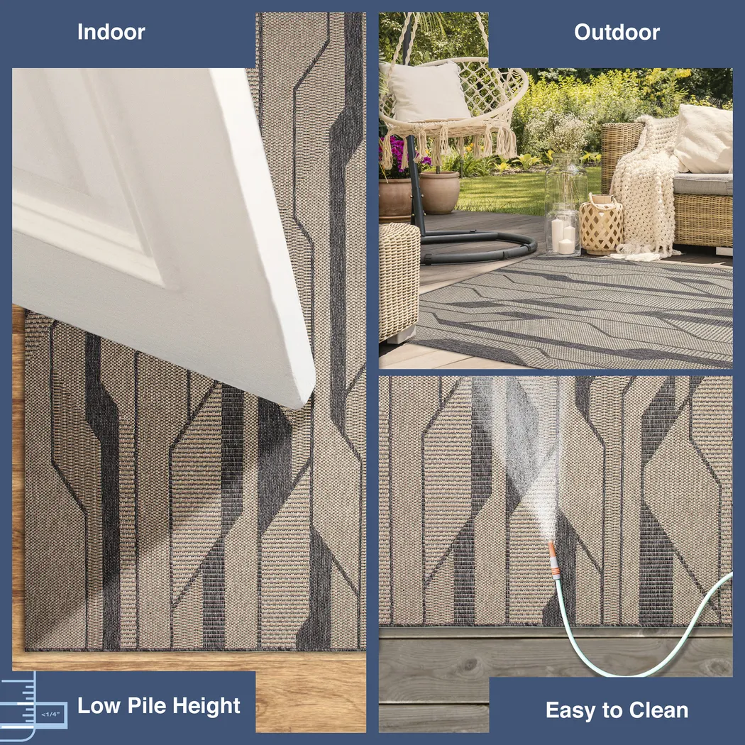 Ecrosia Taupe 7'10 x 9'10 Indoor/Outdoor Rug - Thumbnail - Image 4