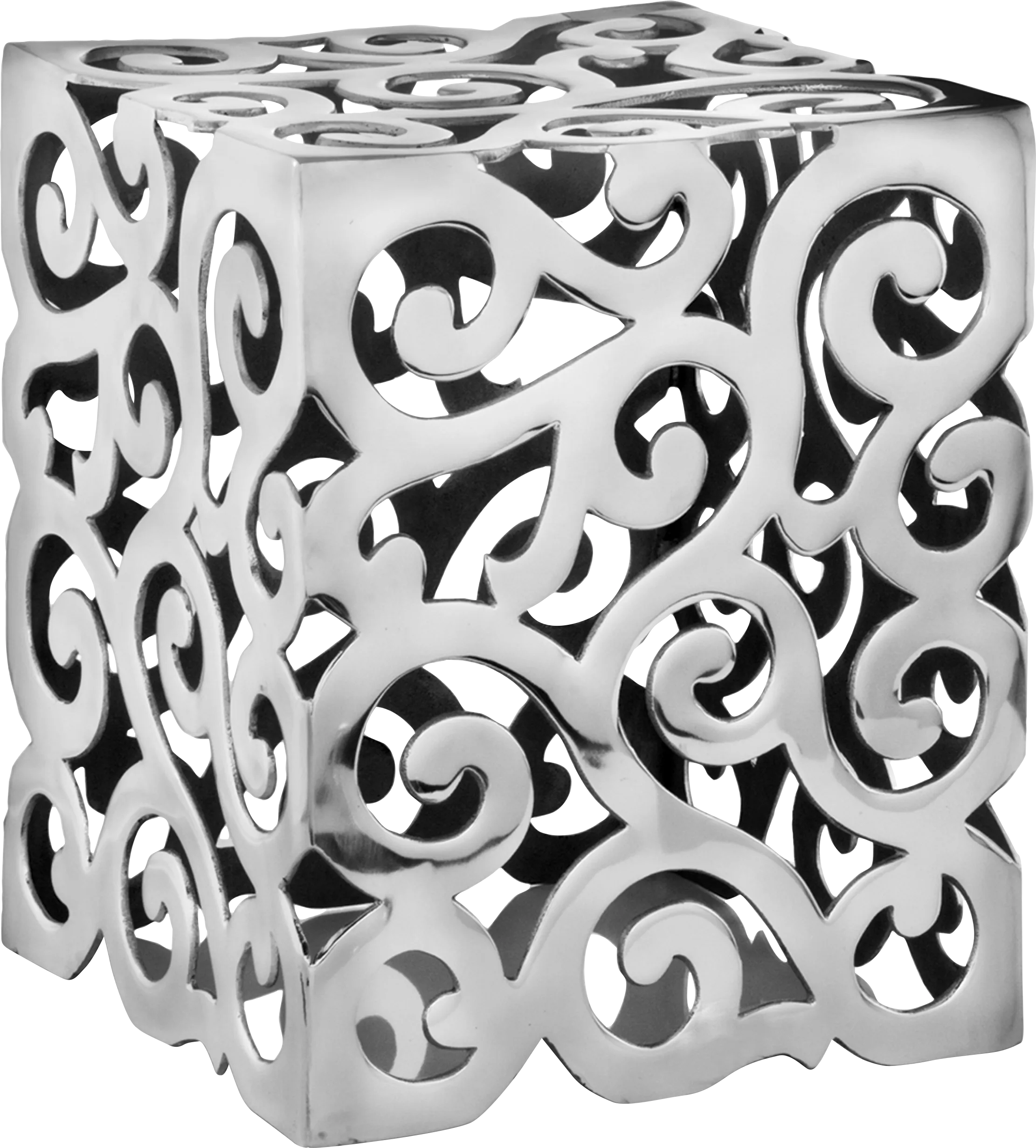 Paisley Square Silver Accent Stool - Thumbnail - Image 1