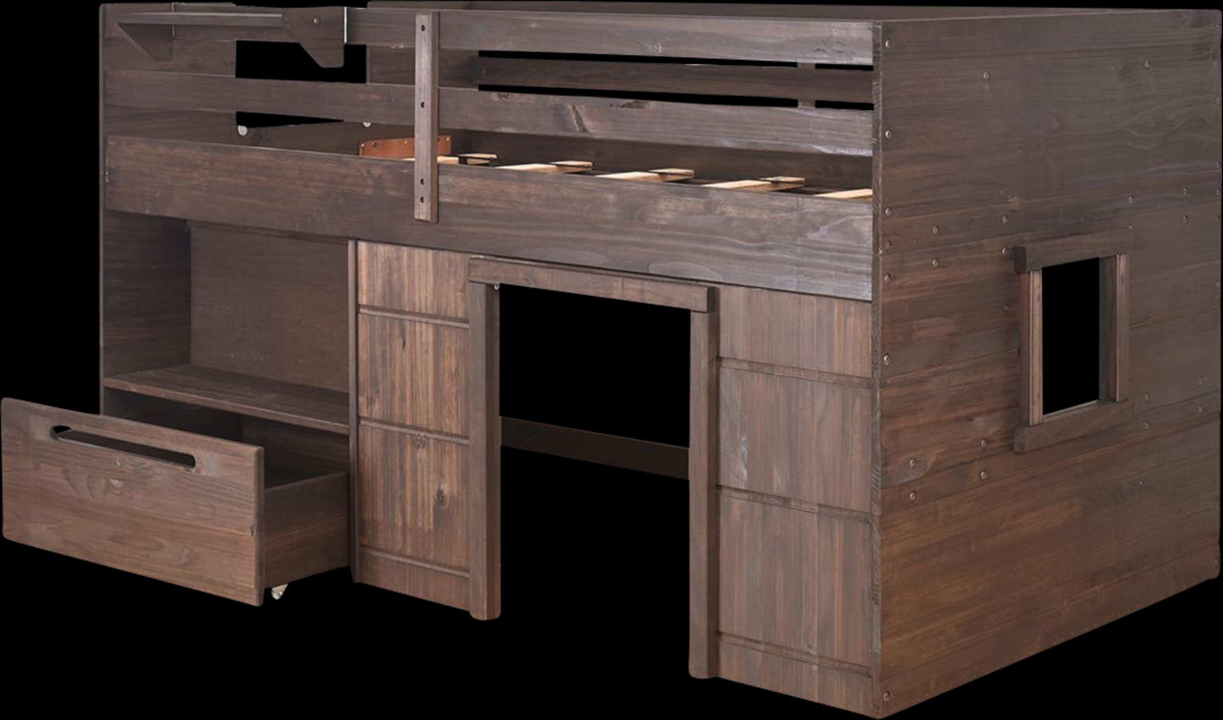 Kids Edenberry Brown Twin Loft Bed with 1 Drawer - Thumbnail - Image 4