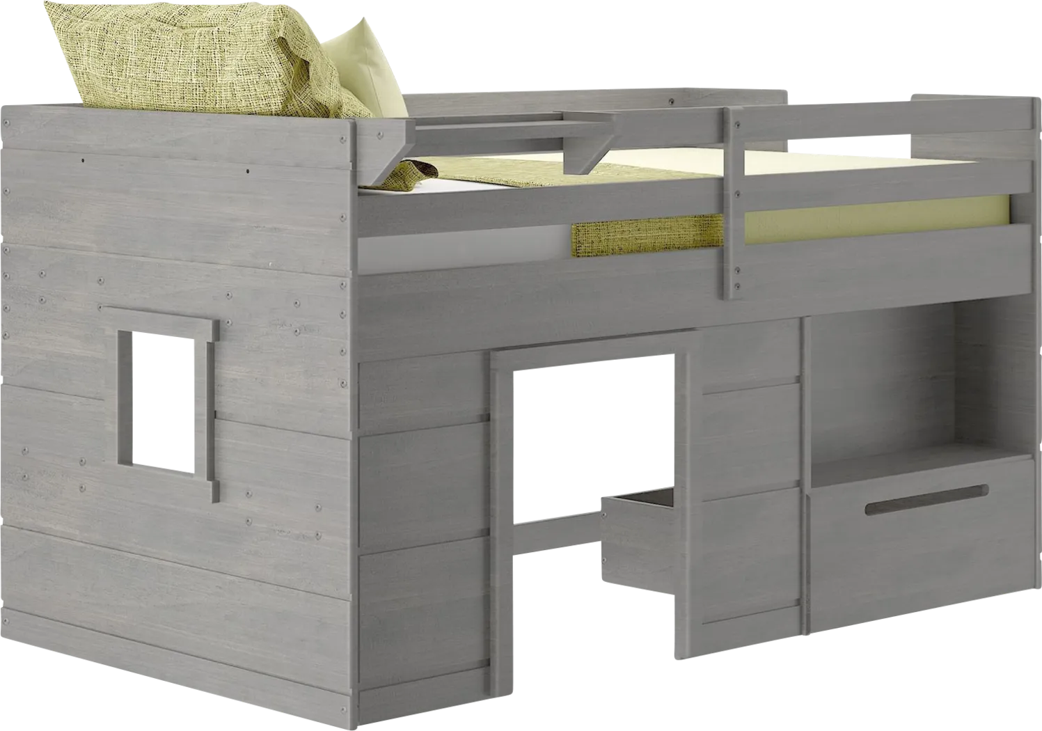Kids Edenberry Gray Twin Loft Bed with 1 Drawer - Thumbnail - Image 2