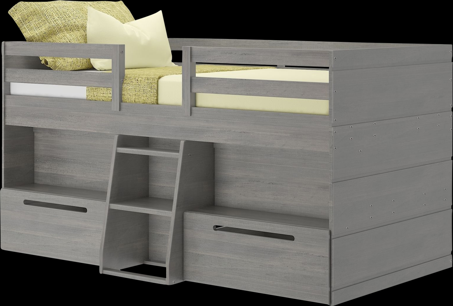 Kids Edenberry Gray Twin Loft Bed with 2 Drawers - Thumbnail - Image 2