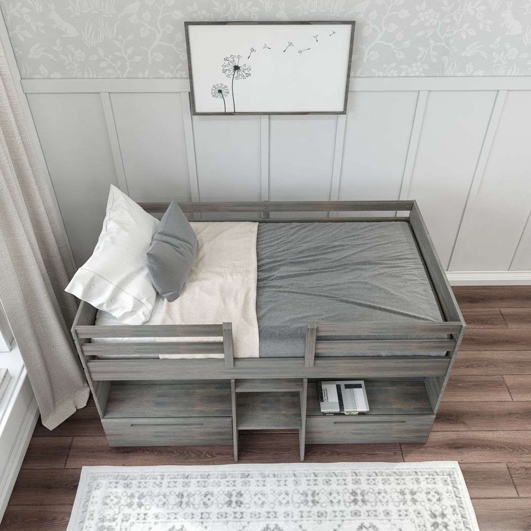 Kids Edenberry Gray Twin Loft Bed with 2 Drawers - Thumbnail - Image 6
