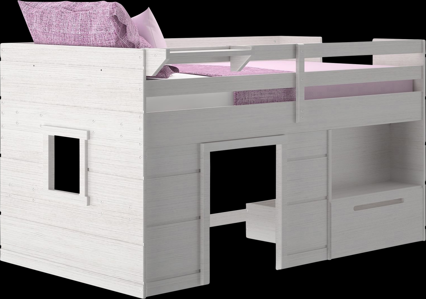 Kids Edenberry White Twin Loft Bed with 1 Drawer - Thumbnail - Image 2