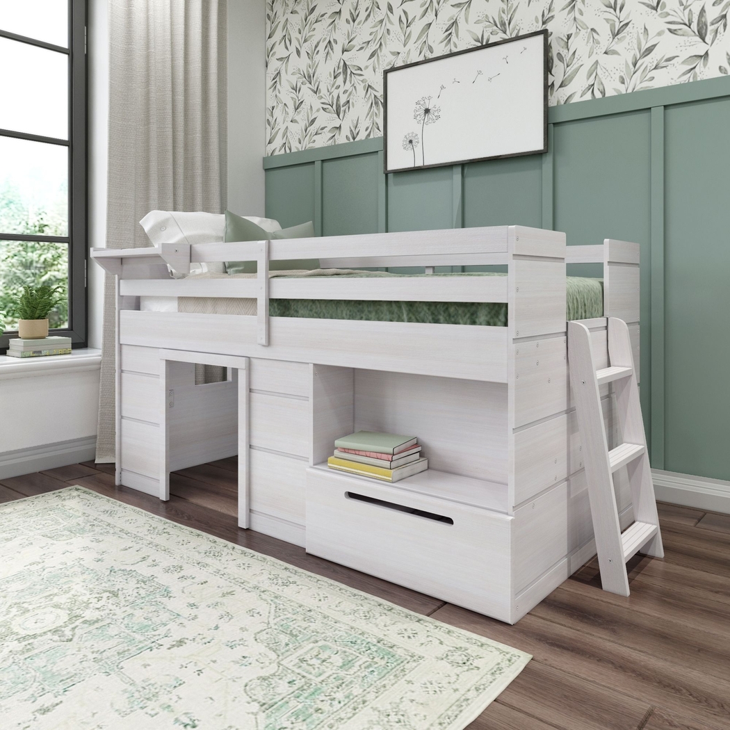 Kids Edenberry White Twin Loft Bed with 1 Drawer - Thumbnail - Image 1