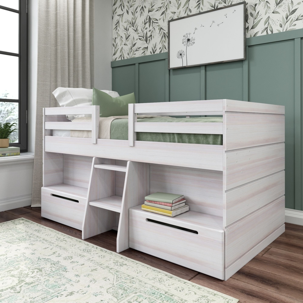Kids Edenberry White Twin Loft Bed with 2 Drawers - Thumbnail - Image 1