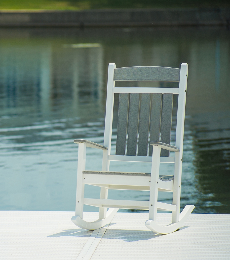 Edgarton Natural White and Granite Outdoor Rocker - Thumbnail - Image 4