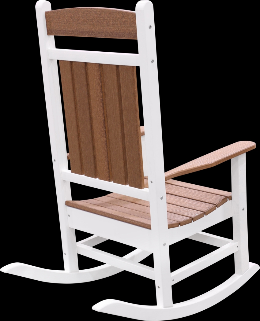 Edgarton Natural White and Mocha Outdoor Rocker - Thumbnail - Image 2