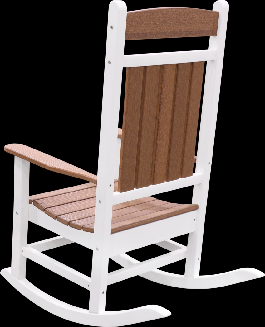 Edgarton Natural White and Mocha Outdoor Rocker - Thumbnail - Image 3