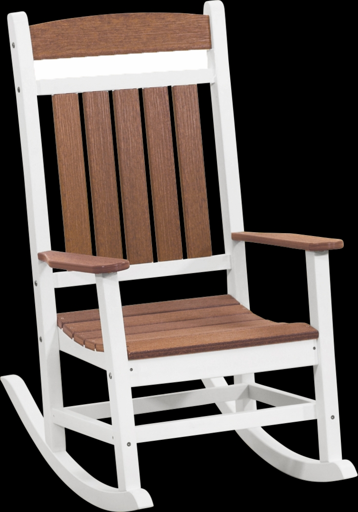 Edgarton Natural White and Mocha Outdoor Rocker - Thumbnail - Image 1