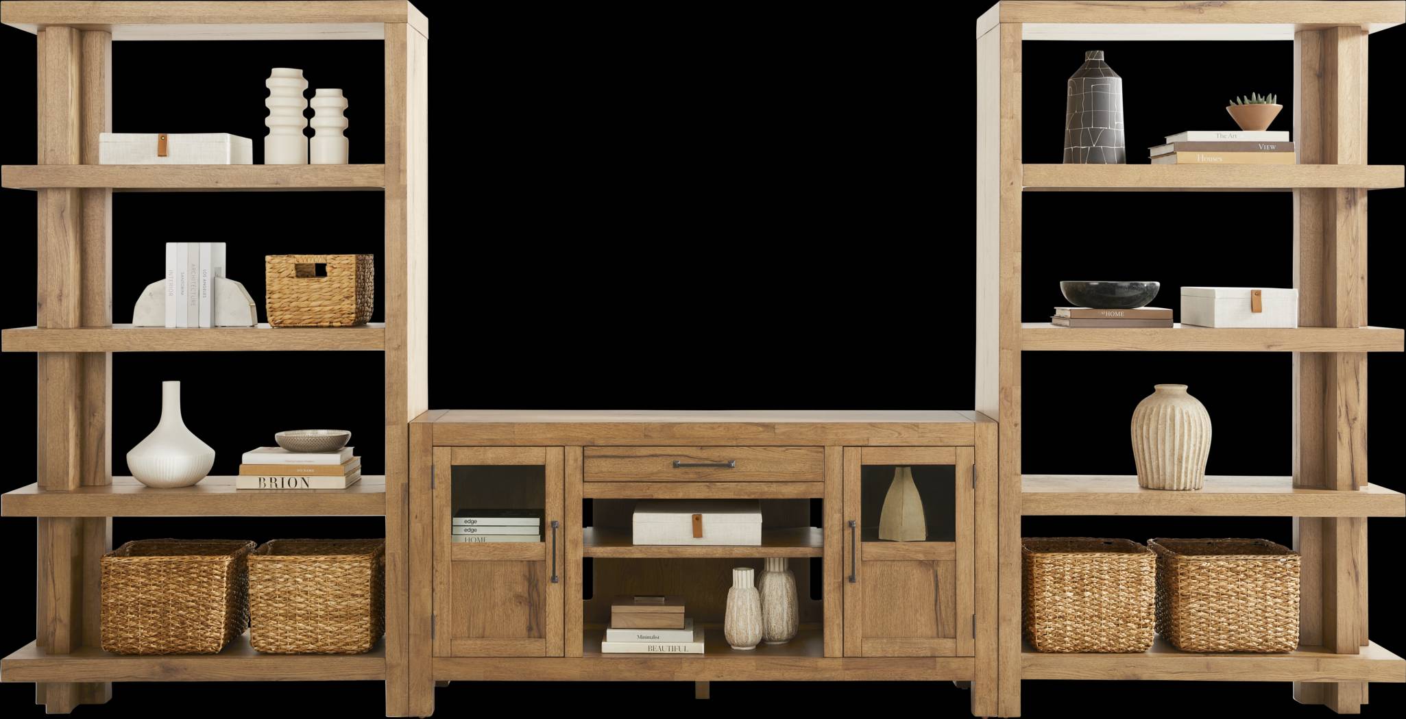 Edgewater Brown 3 Pc Wall Unit with 64 in. Console - Thumbnail - Image 2