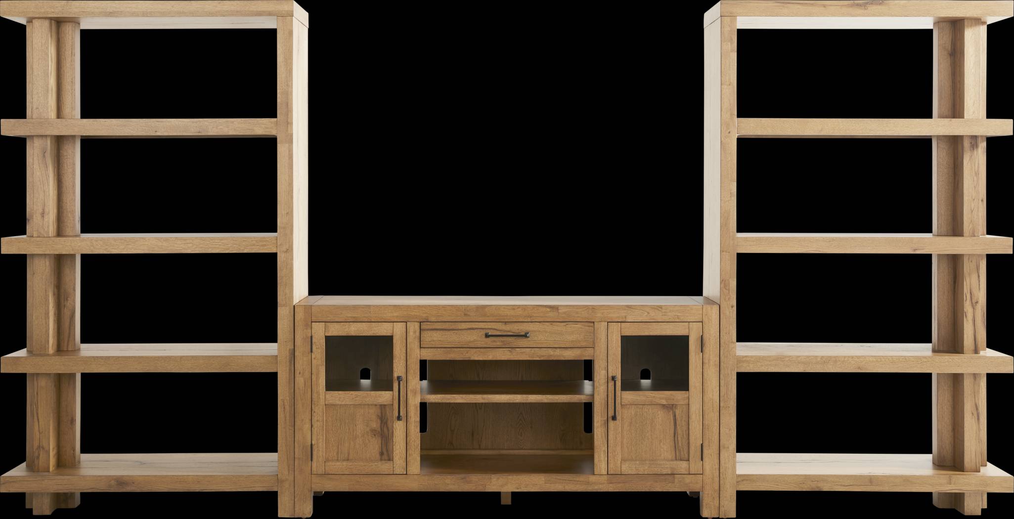 Edgewater Brown 3 Pc Wall Unit with 64 in. Console - Thumbnail - Image 1