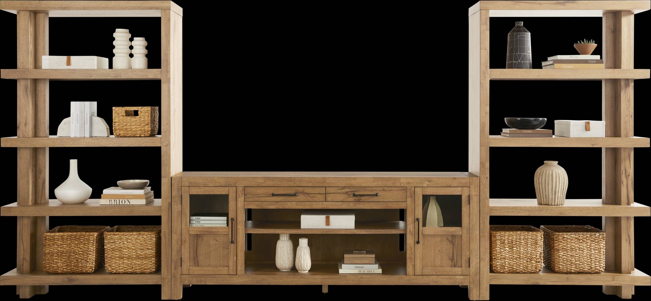 Edgewater Brown 3 Pc Wall Unit with 80 in. Console - Thumbnail - Image 2