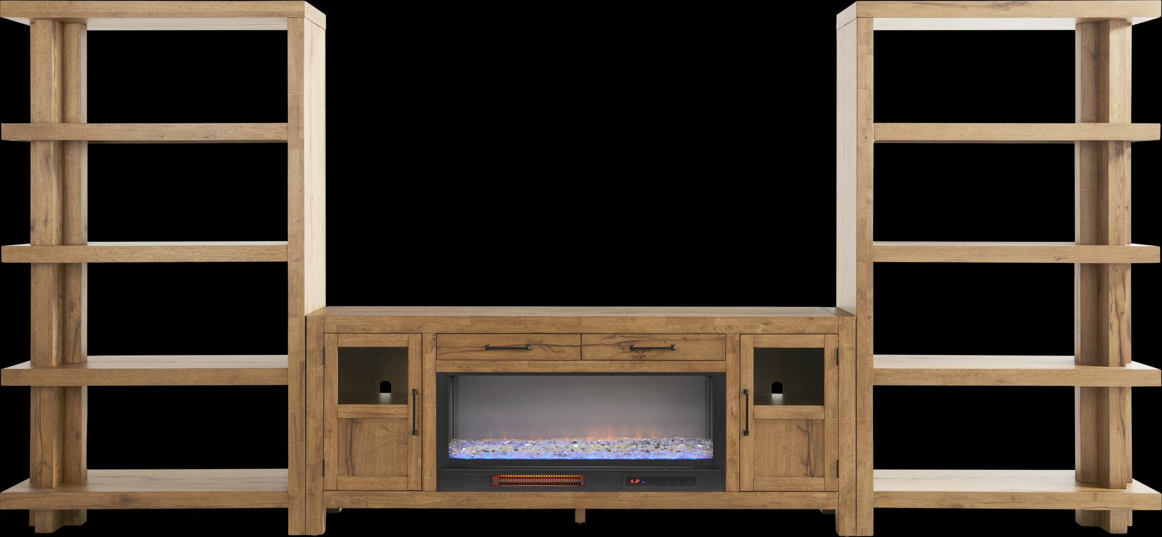 Edgewater Brown 4 Pc Wall Unit with 80 in. Console and Electric Fireplace - Thumbnail - Image 1