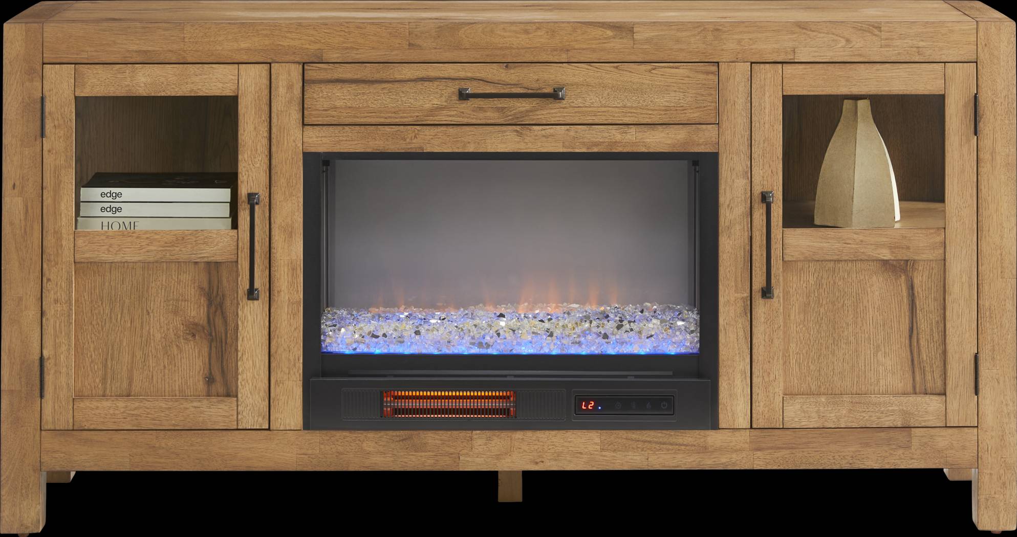 Edgewater Brown 64 in. Console with Electric Fireplace - Thumbnail - Image 2