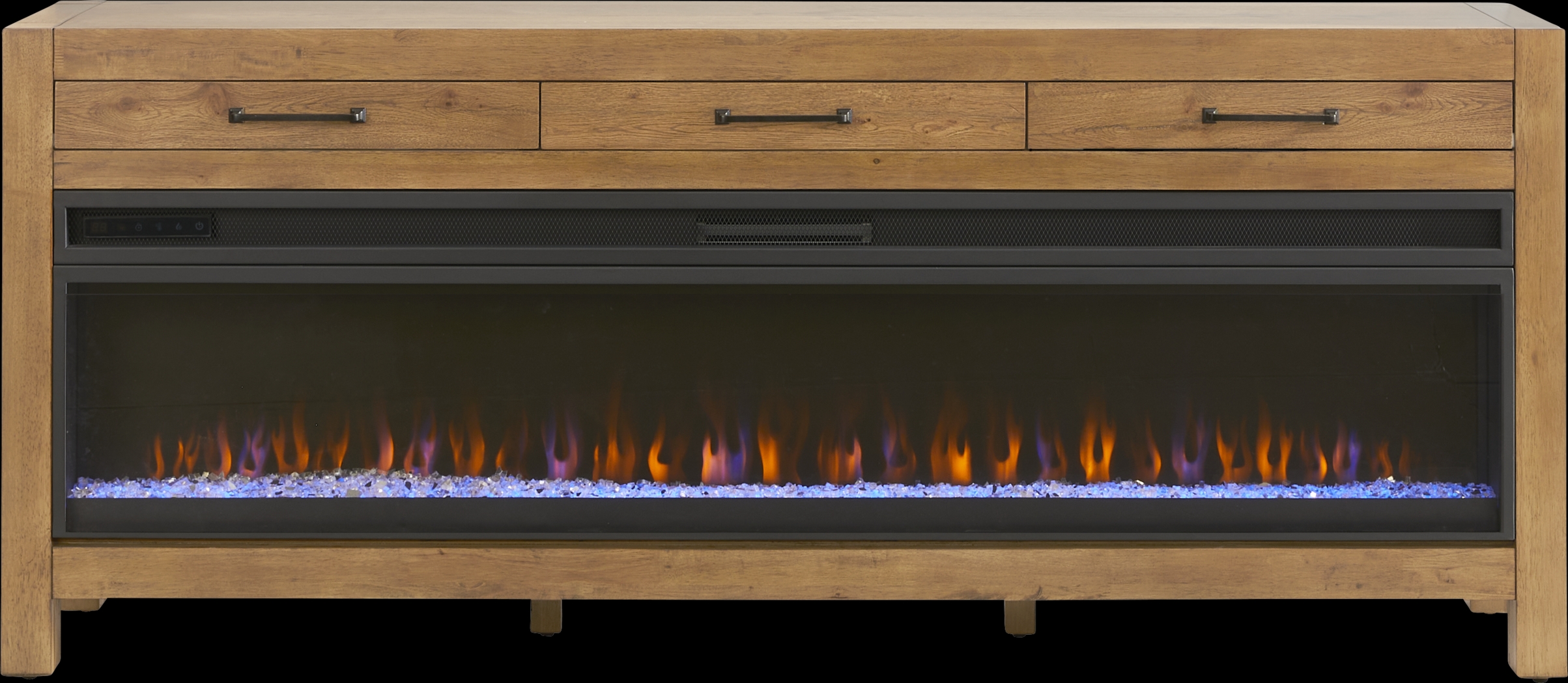 Edgewater Brown 77 in. Console with Electric Fireplace - Thumbnail - Image 1