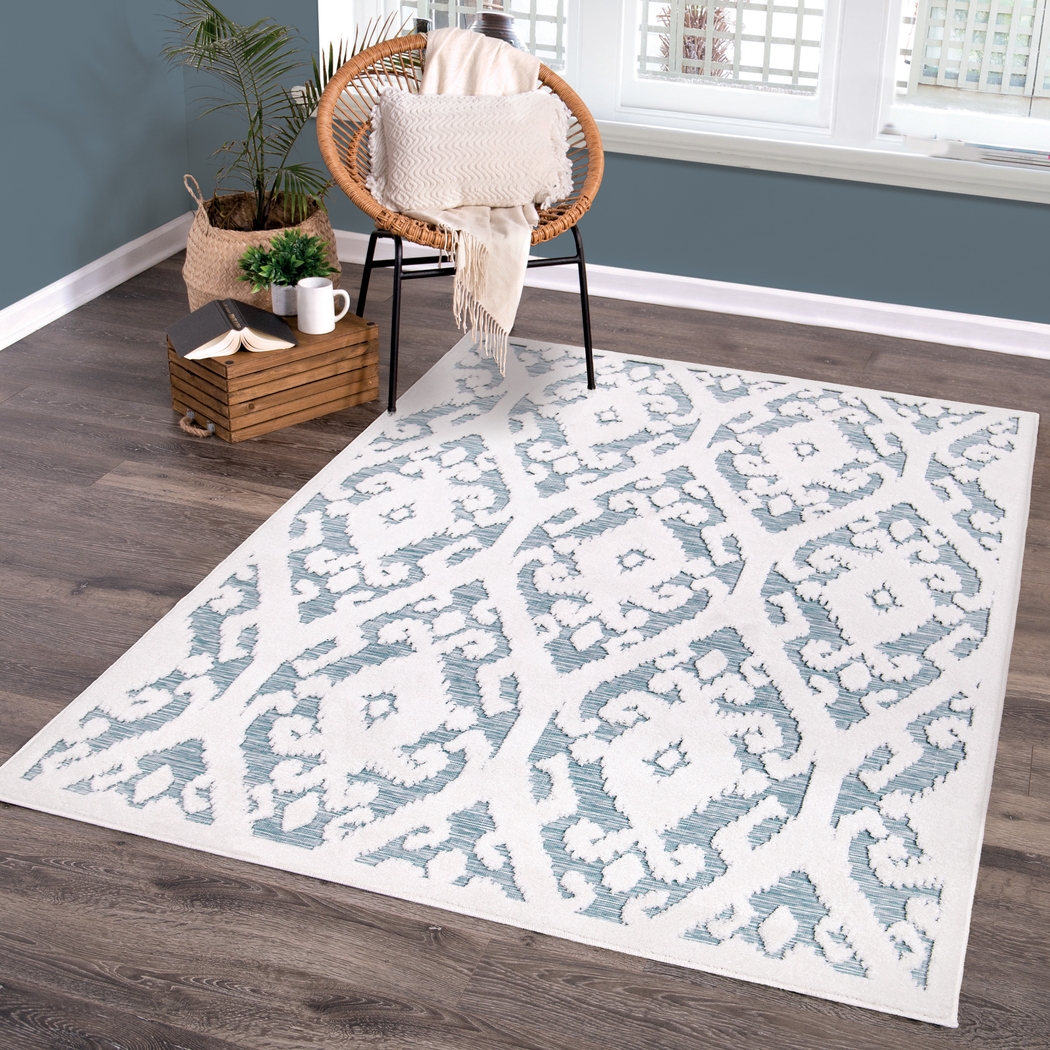 Edingale White/Blue 7'9 x 10'10 Rug - Thumbnail - Image 8