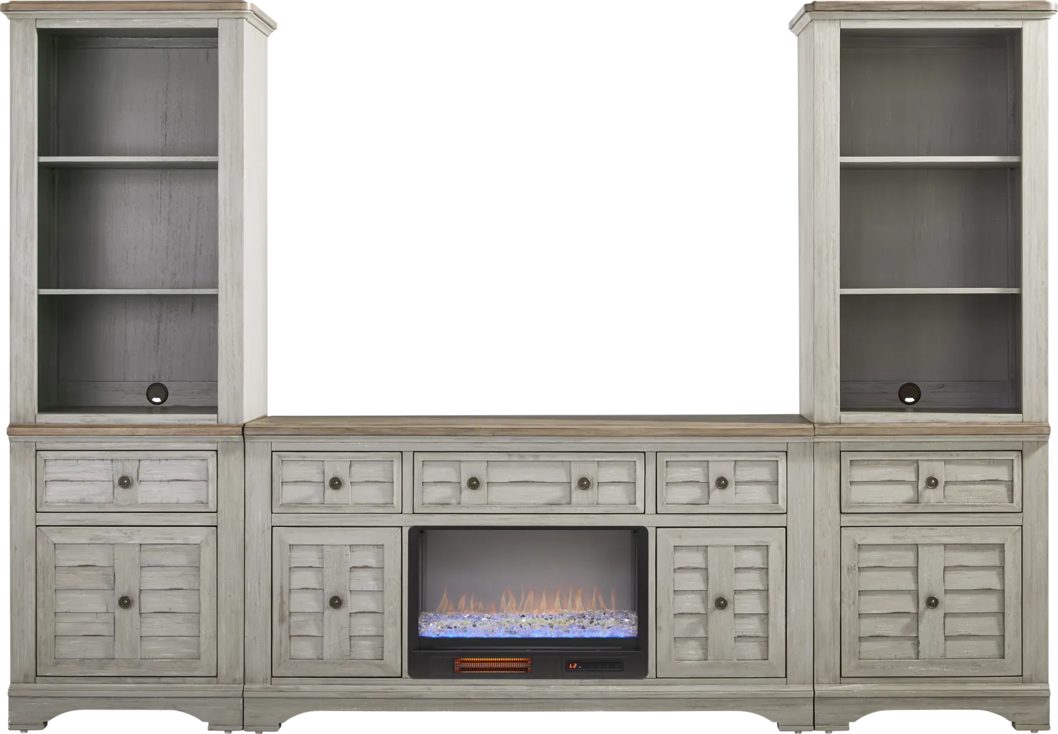 Edisto Bay Gray 3 Pc Wall Unit with 64 in. Console and Electric Fireplace - Thumbnail - Image 1