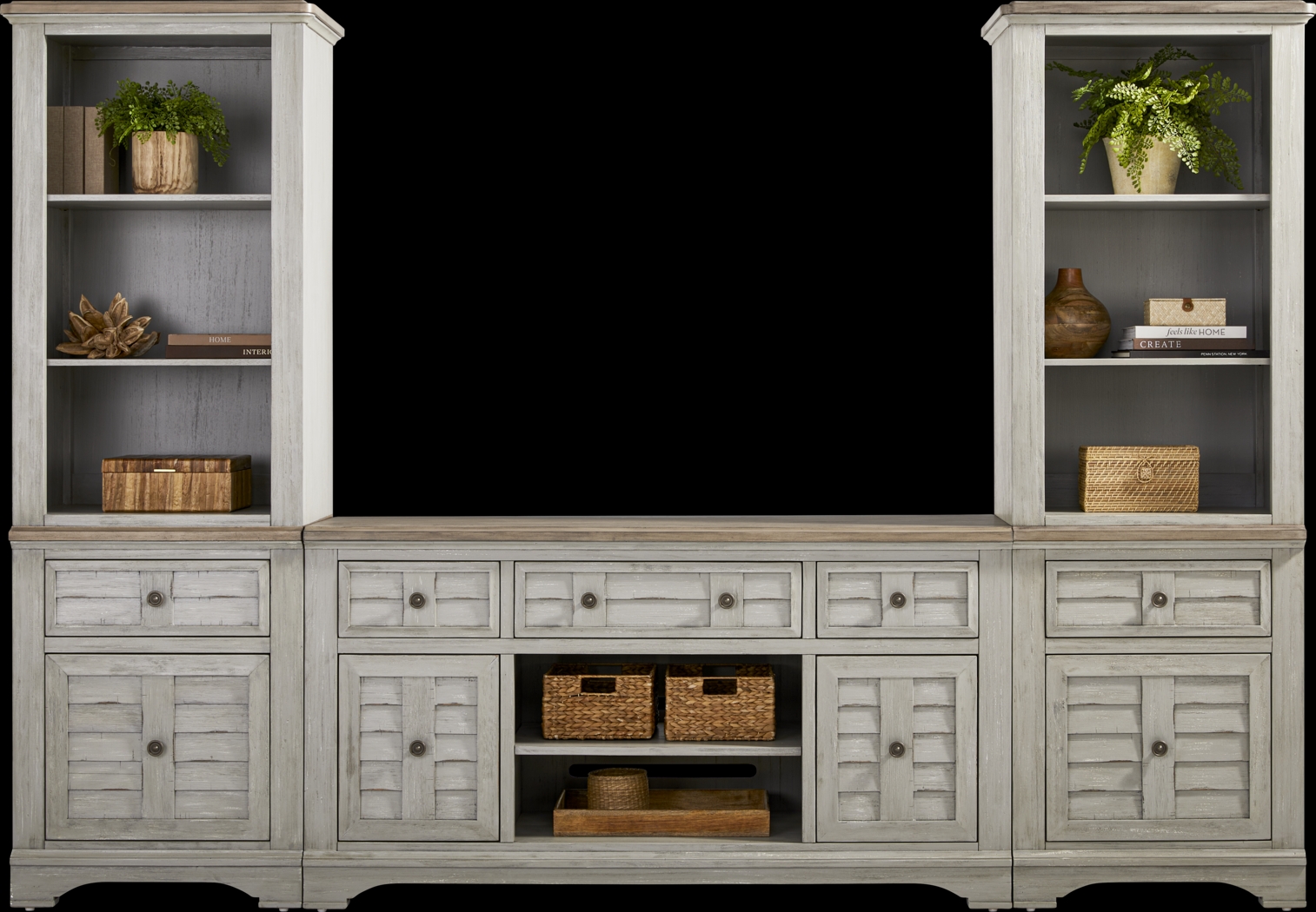 Edisto Bay Gray 3 Pc Wall Unit with 64 in. Console - Thumbnail - Image 2