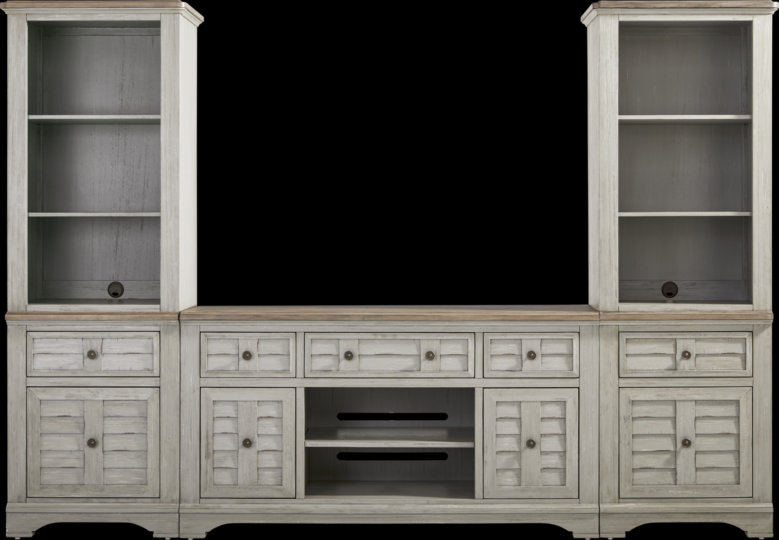 Edisto Bay Gray 3 Pc Wall Unit with 64 in. Console - Thumbnail - Image 1