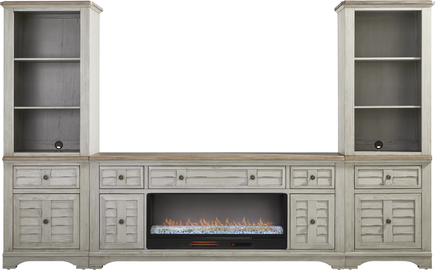 Edisto Bay Gray 3 Pc Wall Unit with 78 in. Console and Electric Fireplace - Thumbnail - Image 1