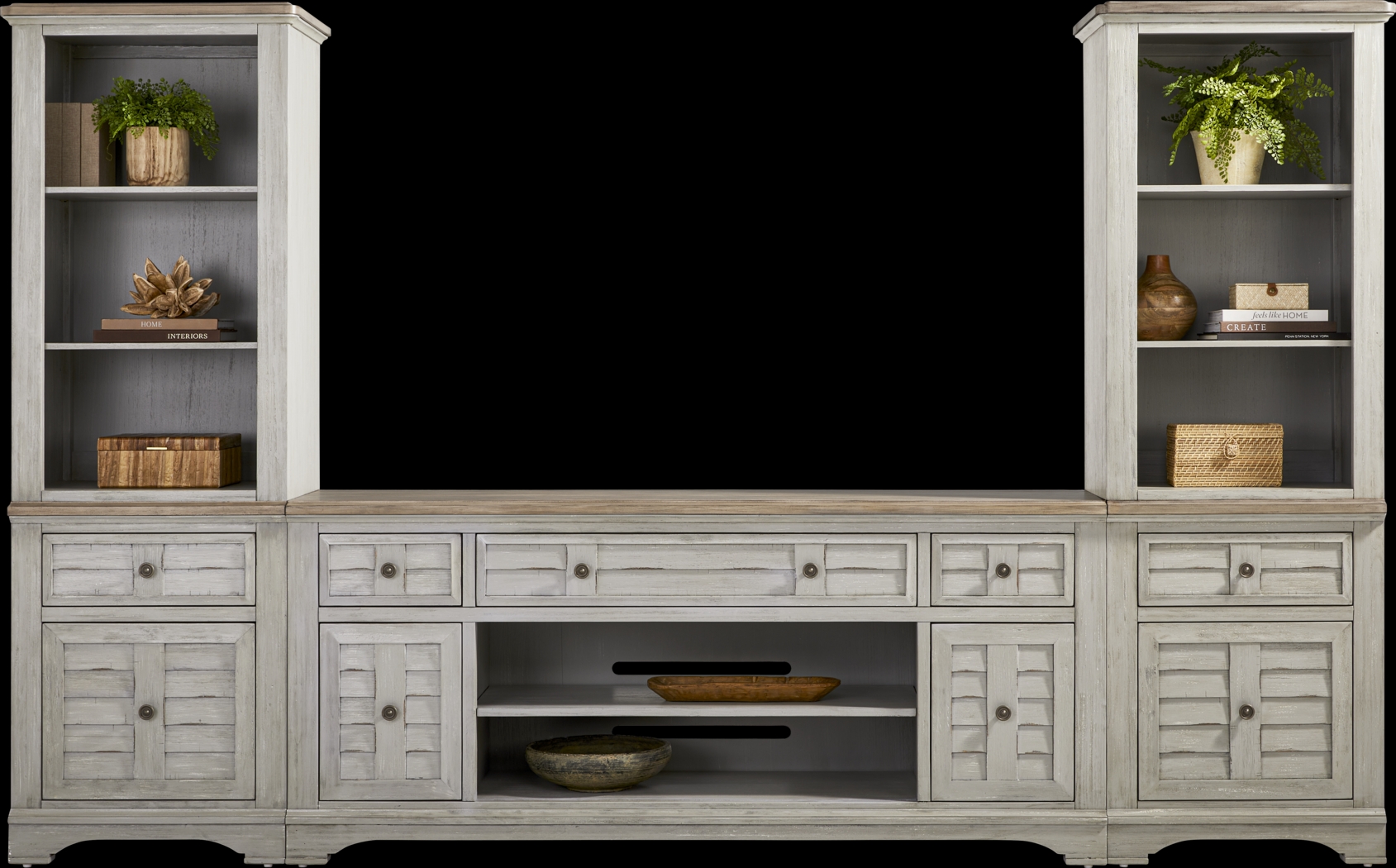 Edisto Bay Gray 3 Pc Wall Unit with 78 in. Console - Thumbnail - Image 2