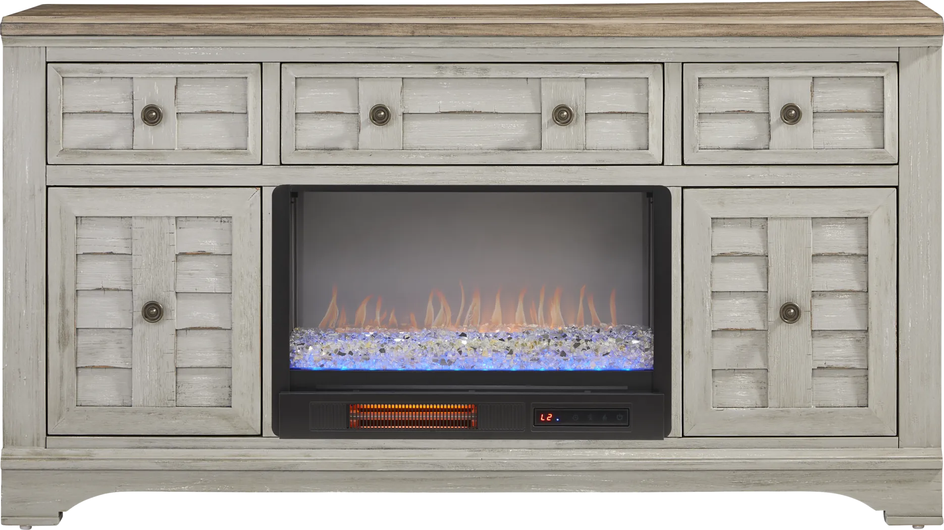 Edisto Bay Gray 64 in. Console with Electric Fireplace - Thumbnail - Image 1