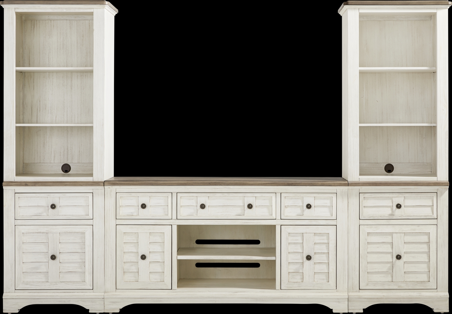 Edisto Bay White 3 Pc Wall Unit with 64 in. Console - Thumbnail - Image 1