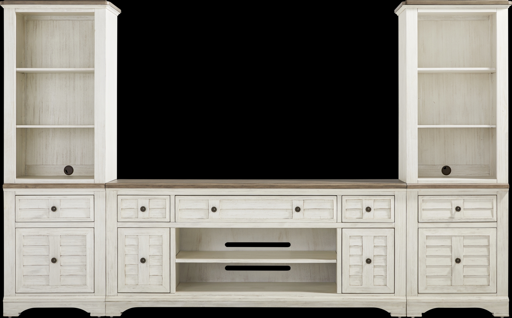 Edisto Bay White 3 Pc Wall Unit with 78 in. Console - Thumbnail - Image 1