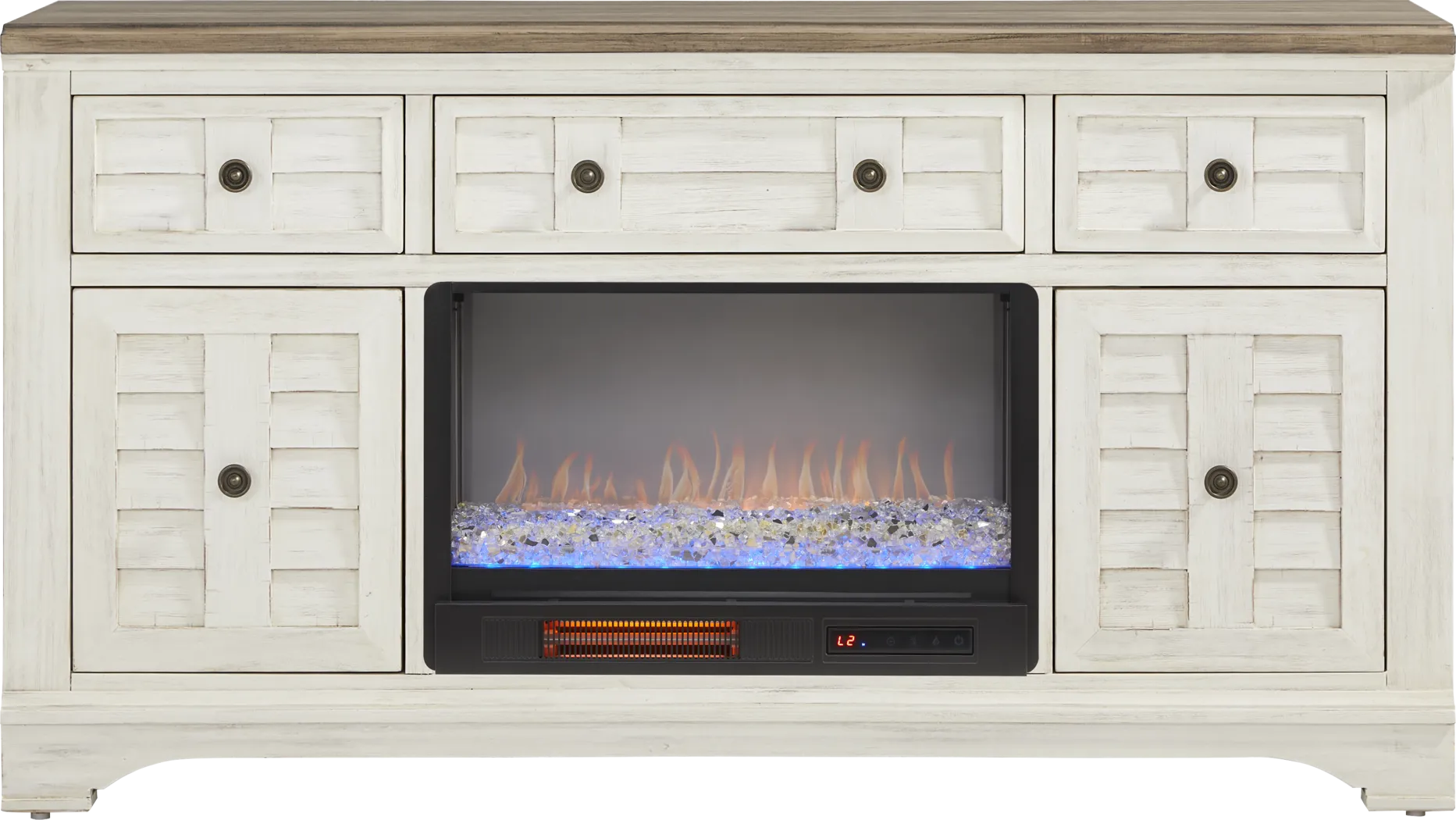 Edisto Bay White 64 in. Console with Electric Fireplace - Thumbnail - Image 1