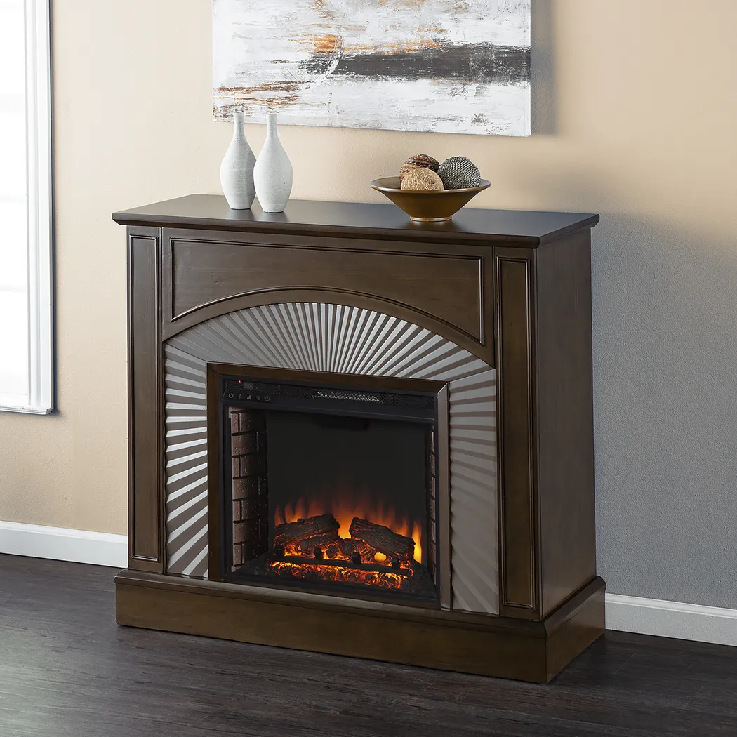 Edmarie II Brown 45 in. Console, With Electric Fireplace - Image 7