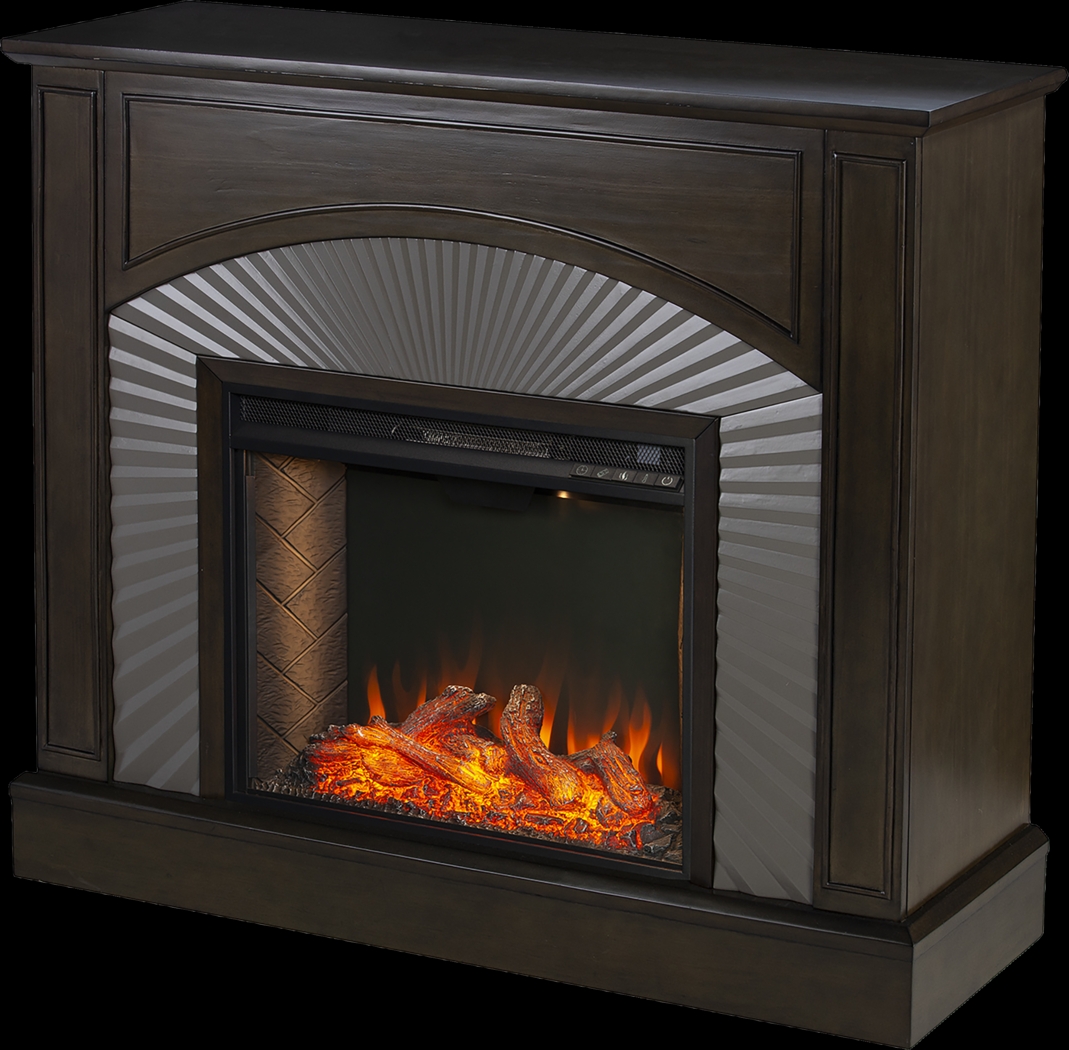 Edmarie III Brown 45 in. Console, With Smart Electric Fireplace - Thumbnail - Image 1