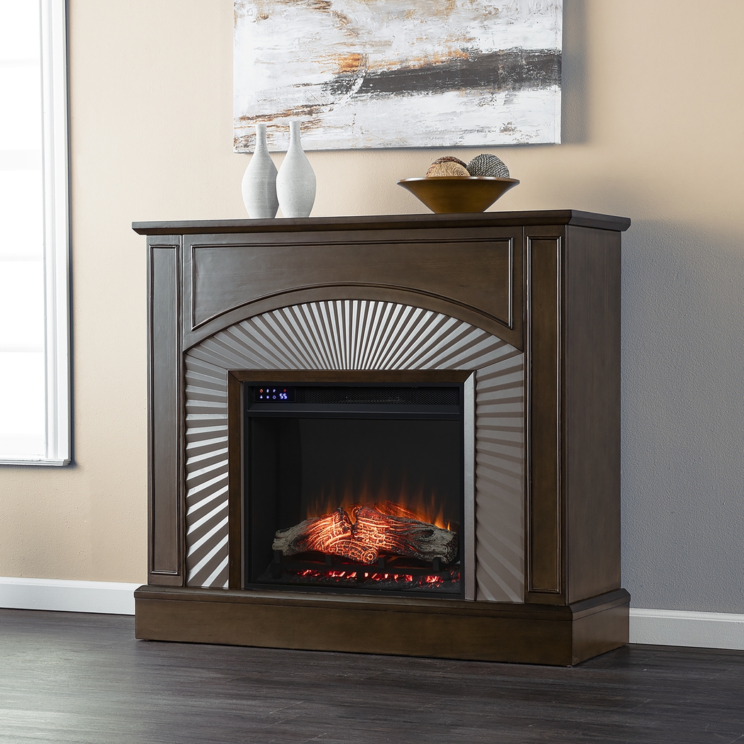 Edmarie IV Brown 45 in. Console, With Touch Panel Electric Fireplace - Thumbnail - Image 2