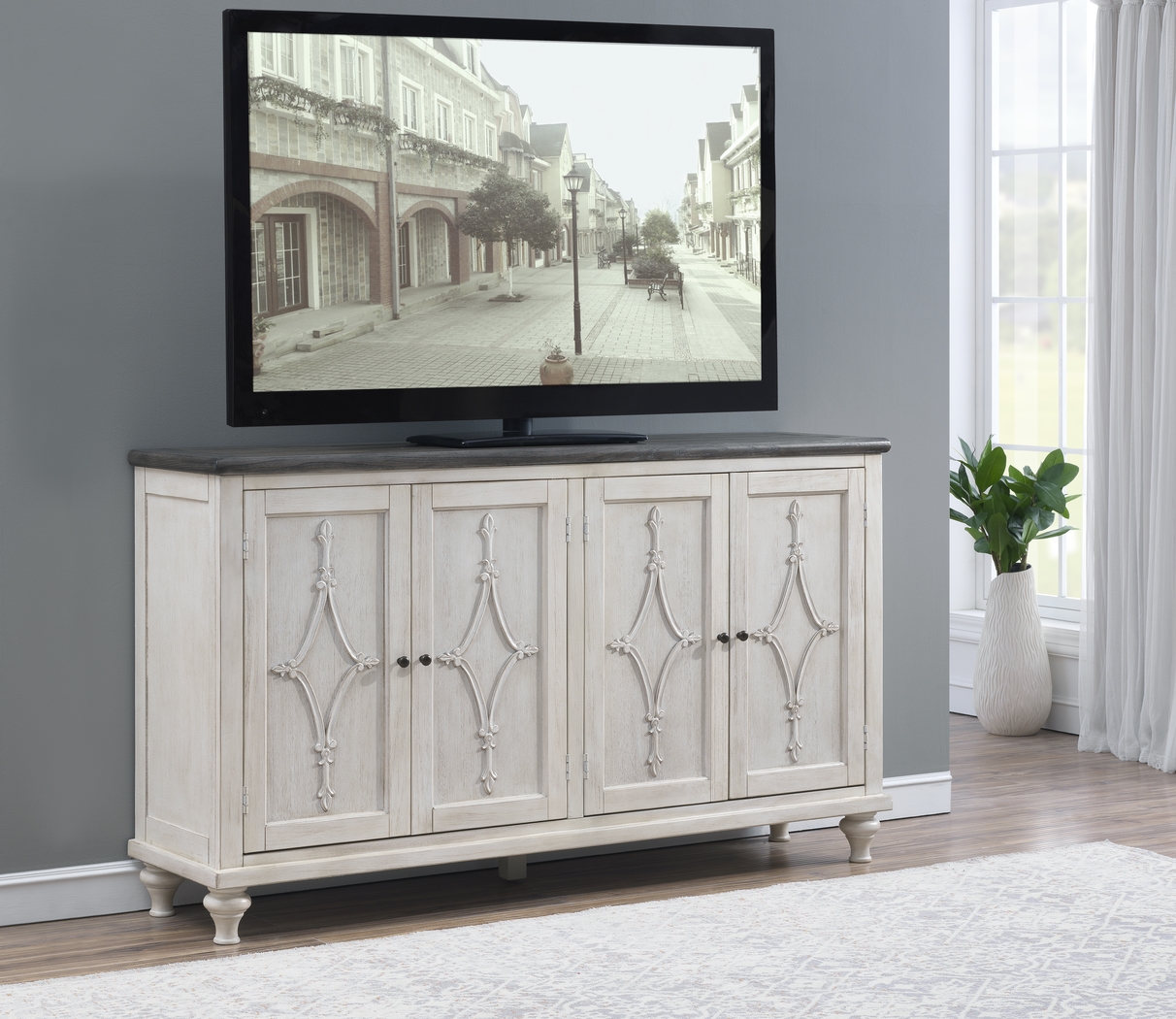 Edsel Cream Credenza - Thumbnail - Image 3