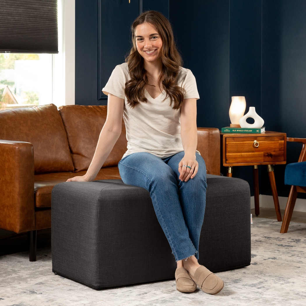 Edunci Black Large Rectangular Ottoman - Thumbnail - Image 3