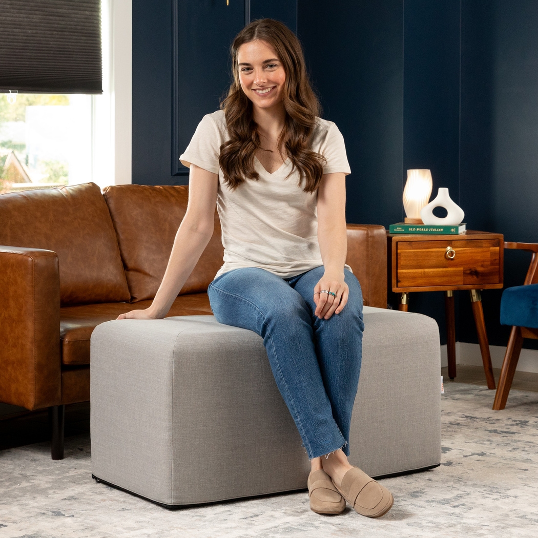 Edunci Gray Large Rectangular Ottoman - Thumbnail - Image 3